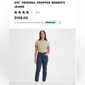 Levi’s: 501’s Original Cropped Women’s Jeans. Size 28. Length 26. Dark Wash.